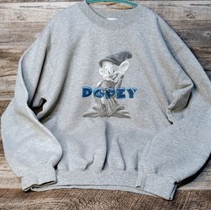 Vintage Disney Dopey Grey Sweatshirt - Classic Character Design - Good Condition